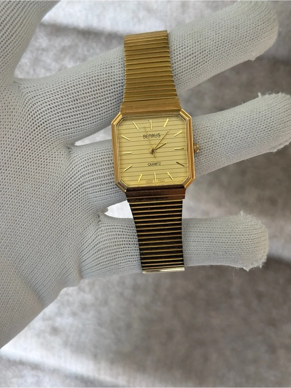 Benrus vintage Gold Tone tank Quartz Watch Mens